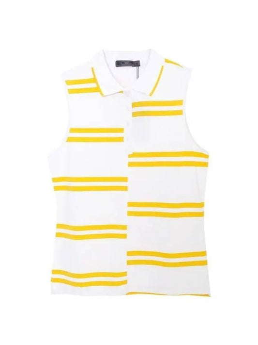 Golf OFFSET STRIPE TECH PIQU SLEEVELESS POLO G4LS23K680 SNO Women's Offset Stripe Tech Pique Sleeveless Polo - G/FORE - BALAAN 1