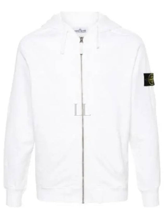 Men's Garment Dyed Malfile Zip Up Hoodie White - STONE ISLAND - BALAAN 2
