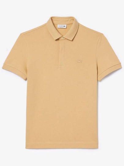 Men's Paris Regular Fit Stretch Cotton Pique Short Sleeve Polo Shirt Beige - LACOSTE - BALAAN 2