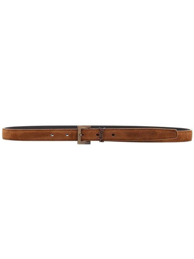 Monogram Square Buckle Belt Brown - SAINT LAURENT - BALAAN 1