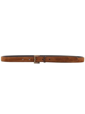 Monogram Square Buckle Belt Brown - SAINT LAURENT - BALAAN 1