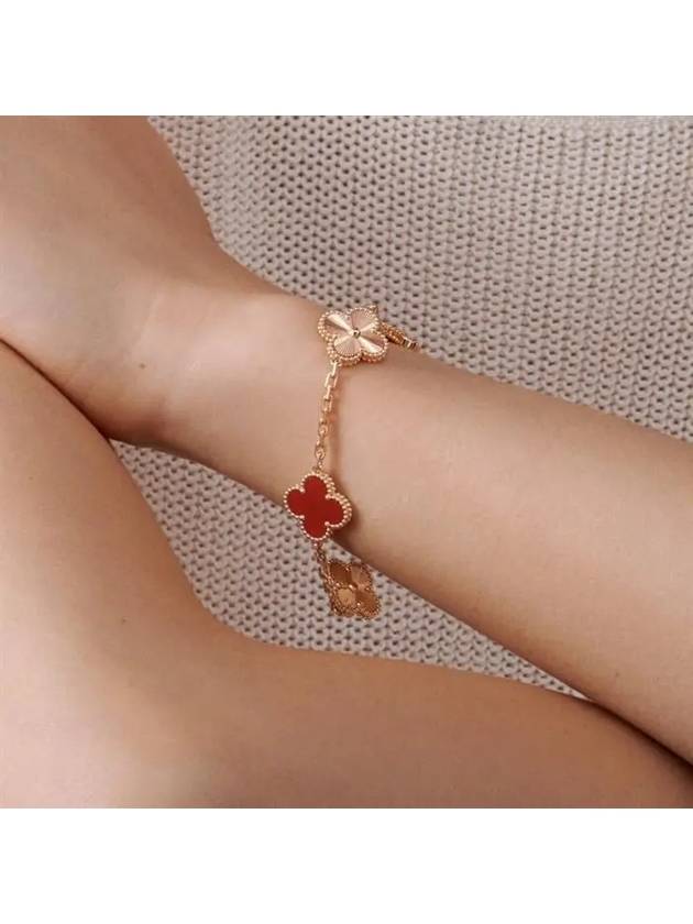 Vintage Alhambra 5 Motif Bracelet Rose Gold Red - VANCLEEFARPELS - BALAAN 5