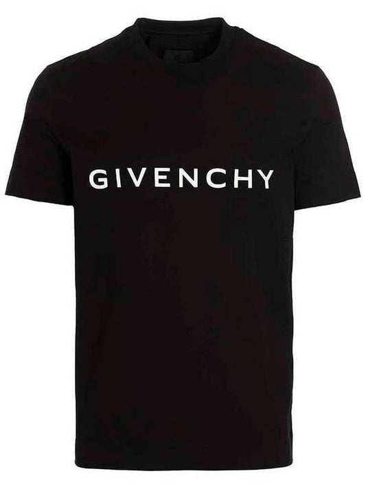 Archetype Logo Print Slim Fit Cotton Short Sleeve T-Shirt Black - GIVENCHY - BALAAN 1