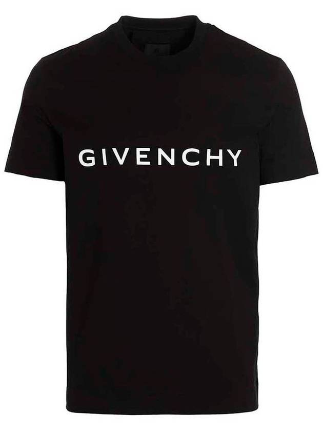 Archetype Logo Print Slim Fit Cotton Short Sleeve T-Shirt Black - GIVENCHY - BALAAN 1