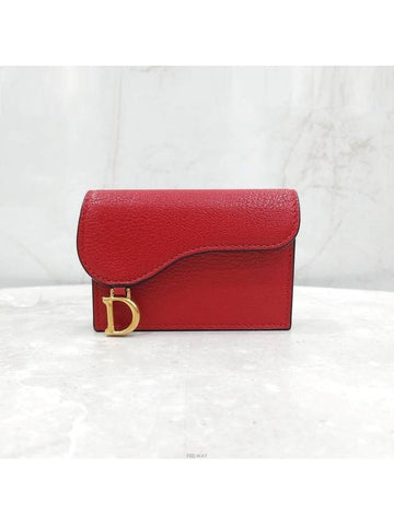 Lux You New Product Red Saddle Flap Card Wallet S5611CCEH - DIOR - BALAAN 1