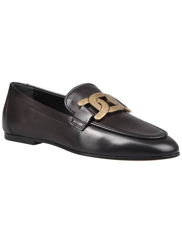 Kate Metal Logo Leather Loafers Black - TOD'S - BALAAN 4