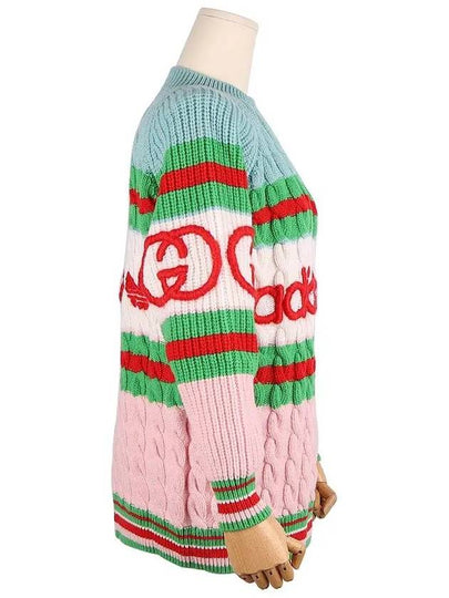 x Adidas logo striped knit sweater 717722 XKCQ3 5429 - GUCCI - BALAAN 2