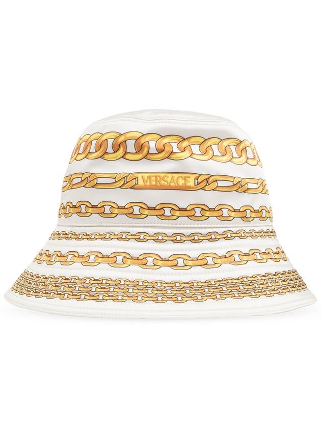 Versace Hat With Versace Treasure Print, Women's, Cream - VERSACE - BALAAN 1