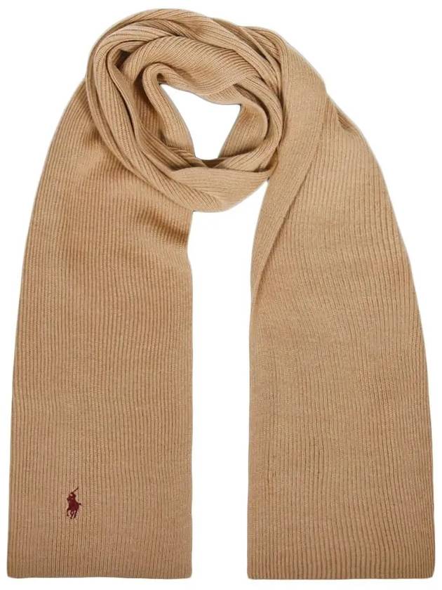 Polo Ralph Lauren pony embroidered ribbed knit scarf - POLO RALPH LAUREN - BALAAN 4