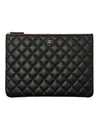 Classic Caviar Medium Pouch Bag Black Gold - CHANEL - BALAAN 1