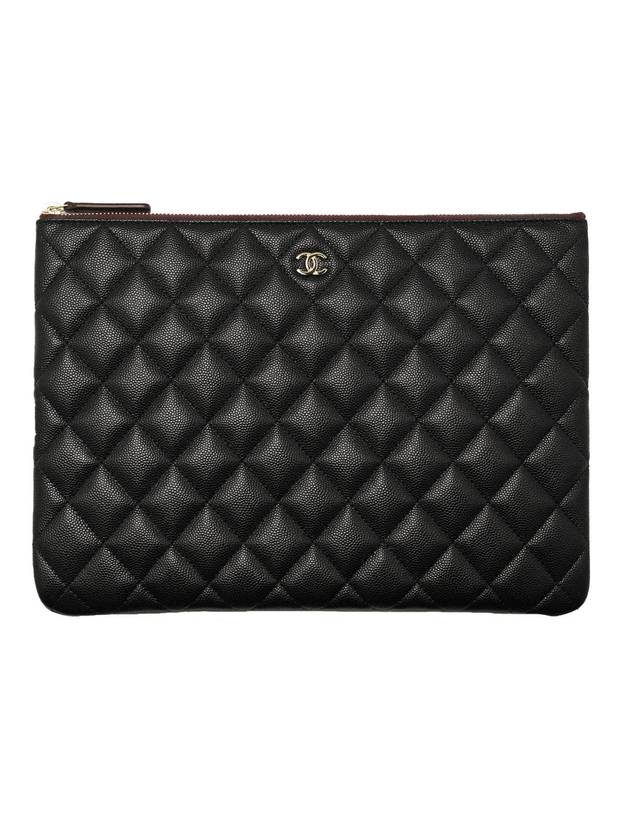 Classic Caviar Medium Pouch Bag Black Gold - CHANEL - BALAAN 1