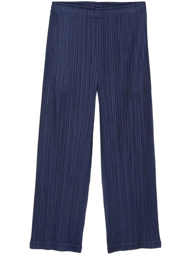 Pleated Straight Pants Navy - ISSEY MIYAKE - BALAAN 1