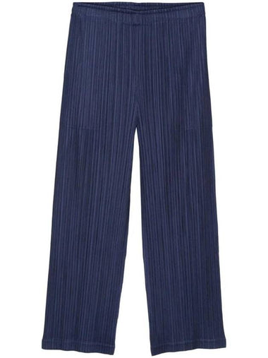 Pleated Straight Pants Navy - ISSEY MIYAKE - BALAAN 1