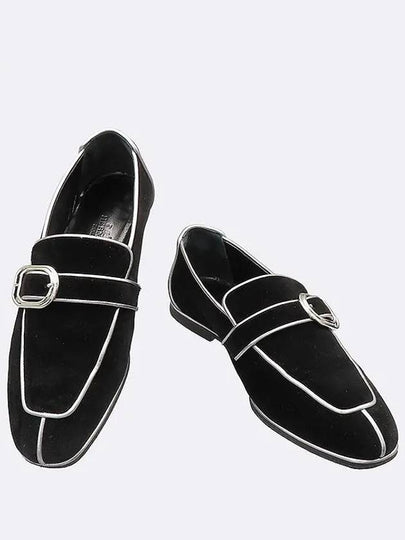 Black velvet silver line decoration women s loafers size 35 - HERMES - BALAAN 2