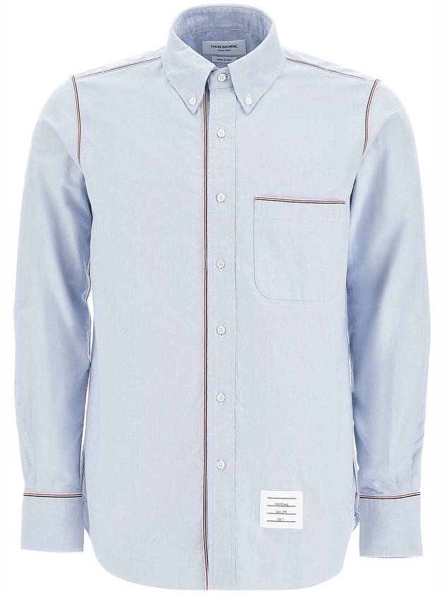 Oxford Grosgrain Framing Long Sleeve Shirt Light Blue - THOM BROWNE - BALAAN 2