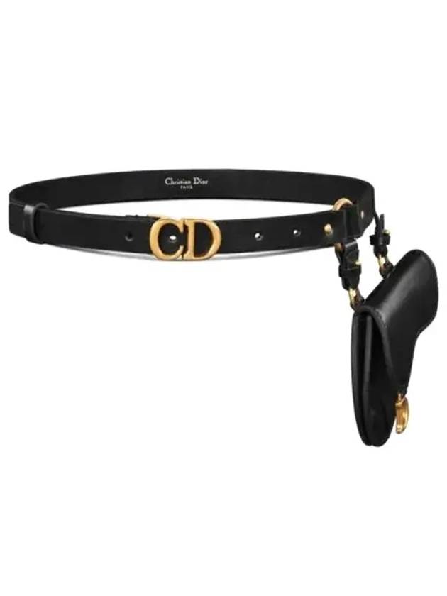 Saddle Detachable 20MM Pouch Leather Belt Black - DIOR - BALAAN 2