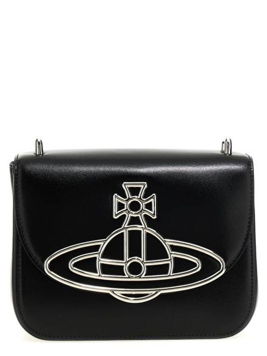 Linda Logo Plaque Leather Cross Bag Black - VIVIENNE WESTWOOD - BALAAN 1