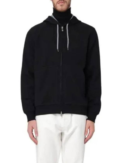 Cotton Zip Up Hoodie Black - BRUNELLO CUCINELLI - BALAAN 2