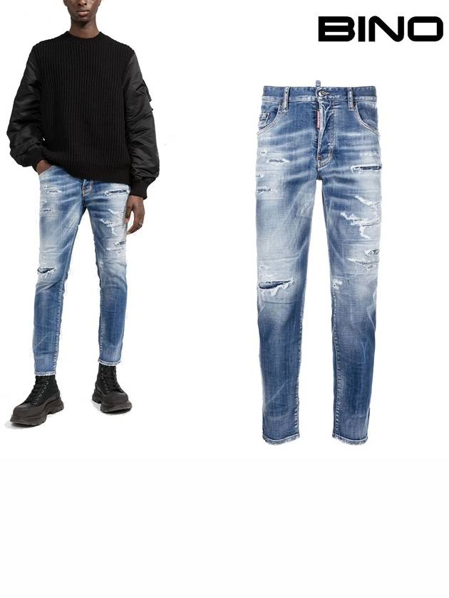 Men's Diss Detail Skater Jeans Blue - DSQUARED2 - BALAAN 2