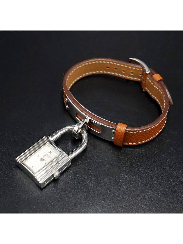 Hermes KE1 210 White Dial Silver Calli Padlock Watch I Engraved - HERMES - BALAAN 1