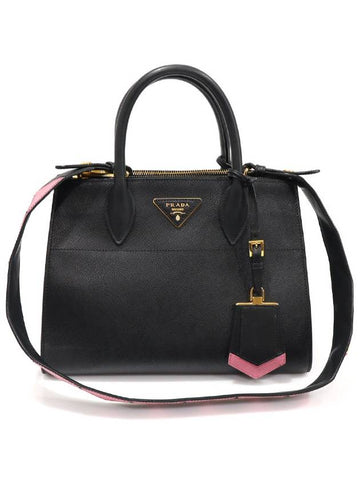 1BA103 Black Saffiano City Calfskin Gold Plated Paradigm 2WAY - PRADA - BALAAN 1