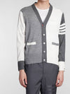 Men's Sustainable Classic Diagonal Wool Cardigan Tonal Grey - THOM BROWNE - BALAAN 4