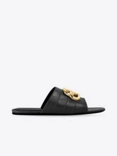 Gold BB Logo Oval Slippers Black - BALENCIAGA - BALAAN 2