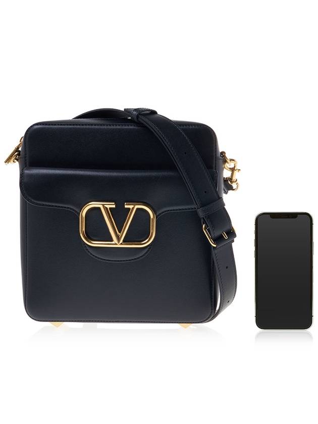 Gold V Logo Cross Bag Black - VALENTINO - BALAAN 7