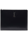 Monogram Silver Medium Clutch Bag Black - SAINT LAURENT - BALAAN 2