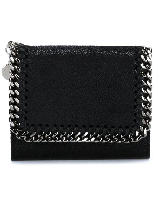 Silver Falabella Small Flap Ring Wallet Black - STELLA MCCARTNEY - BALAAN 1