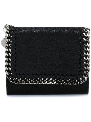 Silver Falabella Small Flap Ring Wallet Black - STELLA MCCARTNEY - BALAAN 1