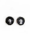 earrings metal resin diamante silver black crystal - CHANEL - BALAAN 8