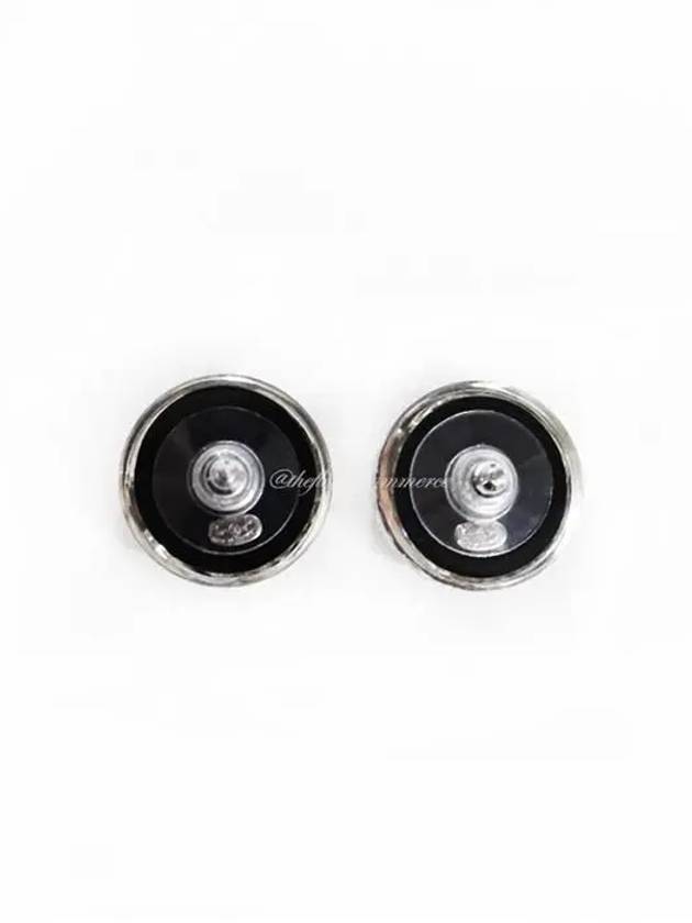 earrings metal resin diamante silver black crystal - CHANEL - BALAAN 8