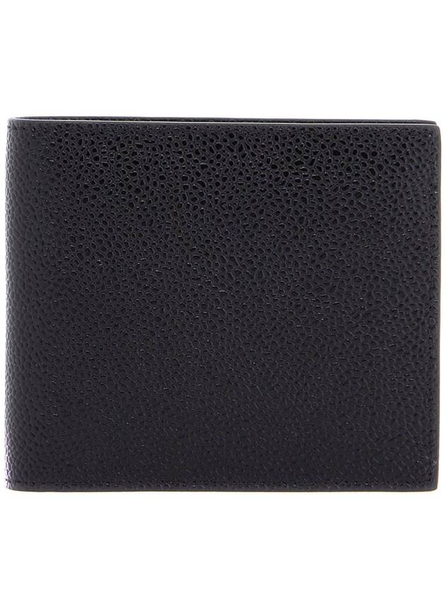 Pebble Grain Leather Half Wallet Black - THOM BROWNE - BALAAN 2