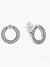 Pave Logo Circle Reversible Stud Earrings Silver - PANDORA - BALAAN 2