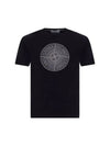 Industrial Two Print Garment Dyed Short Sleeve T-Shirt Black - STONE ISLAND - BALAAN 2