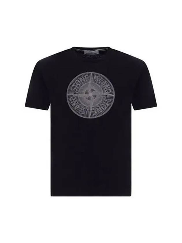 Industrial Two Print Garment Dyed Short Sleeve T-Shirt Black - STONE ISLAND - BALAAN 2