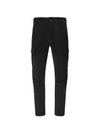 Men's Stretch Satin Lens Wappen Cargo Pants Black - CP COMPANY - BALAAN.