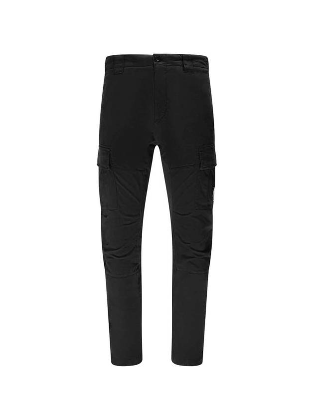 Men's Stretch Satin Lens Wappen Cargo Pants Black - CP COMPANY - BALAAN.