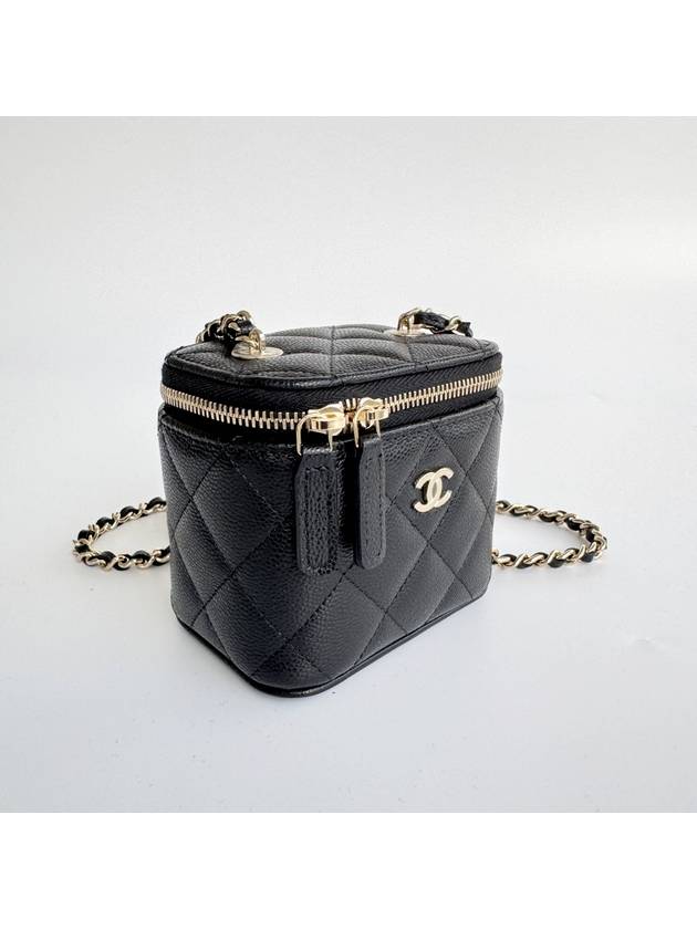 CC Logo Classic Vanity Small Cosmetic Case Mini Bag Black - CHANEL - BALAAN 4