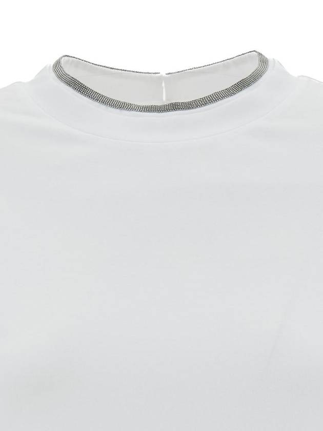 Crew Neck Turn-Up Sleeve Short Sleeve T-Shirt White - BRUNELLO CUCINELLI - BALAAN 4