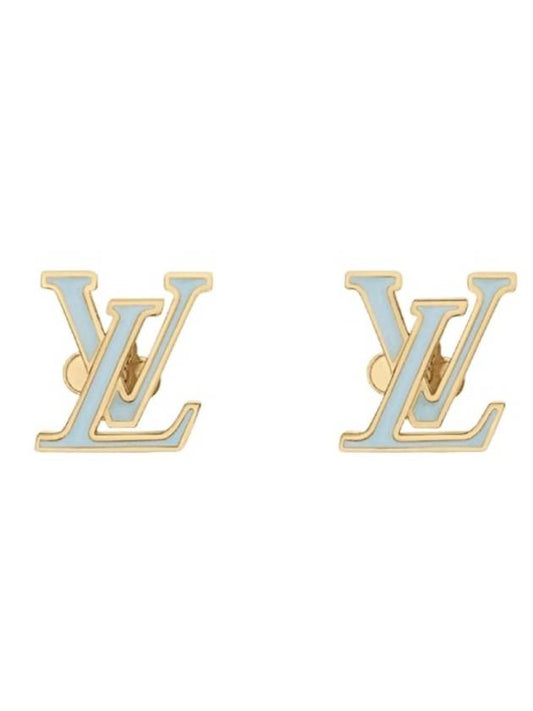 LV Iconic Enamel Earrings Gold Blue - LOUIS VUITTON - BALAAN 1