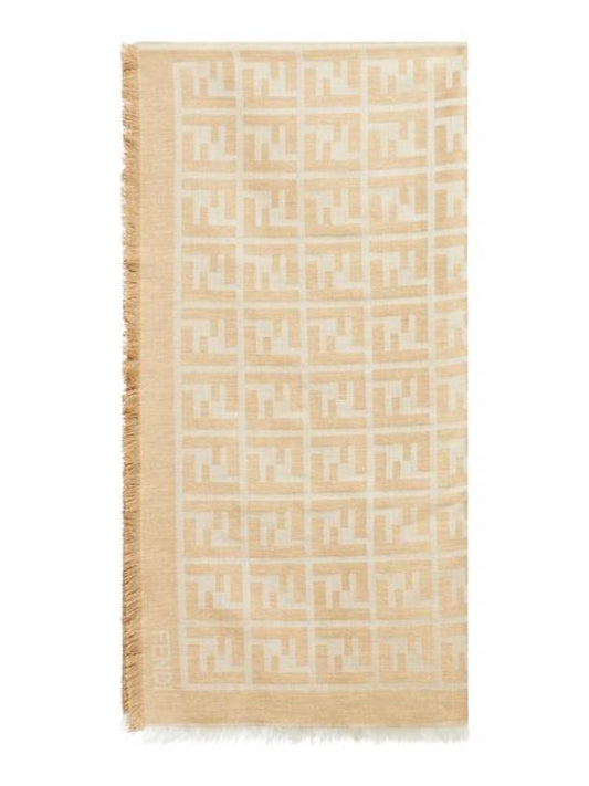 FF Logo Pattern Muffler Beige - FENDI - BALAAN 1