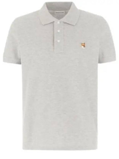 Fox Head Patch Cotton Polo Shirt Grey - MAISON KITSUNE - BALAAN 2