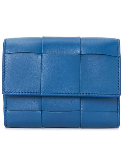 Cassette Tri-Fold Zipper Half Wallet Blue - BOTTEGA VENETA - BALAAN 2