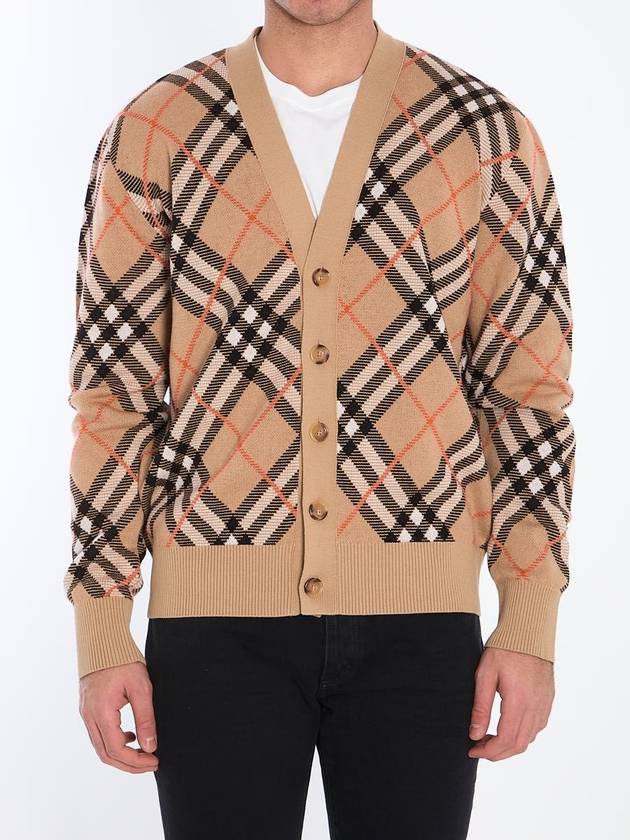 Check Wool Mohair Blend Cardigan Sand - BURBERRY - BALAAN 2