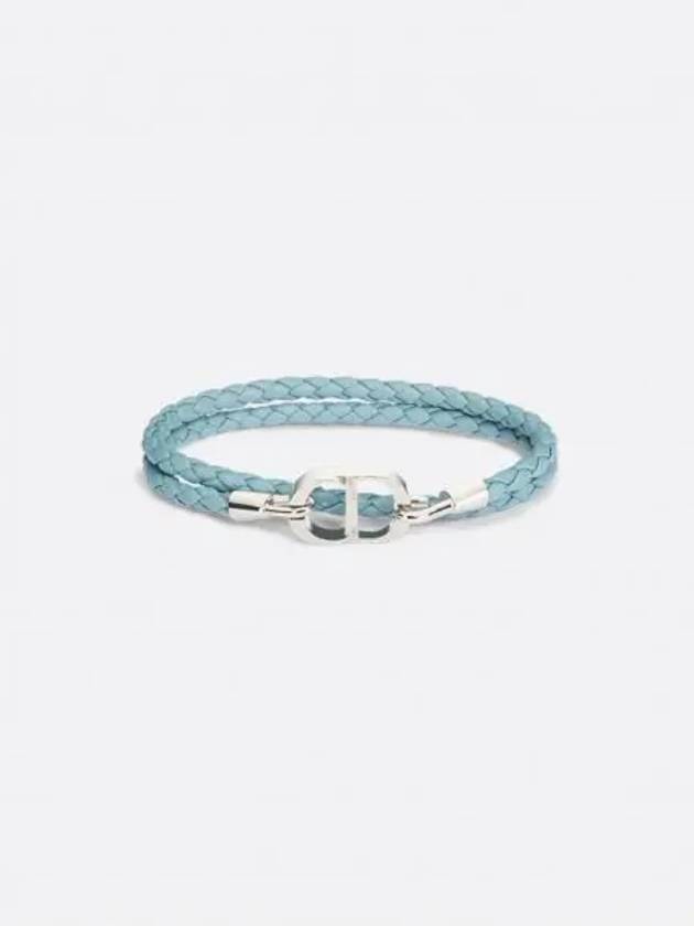 CD Icon Braided Leather Bracelet Blue - DIOR - BALAAN 2