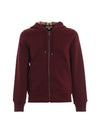 Logo Cotton Zip-Up Hoodie Burgundy - BURBERRY - BALAAN 1