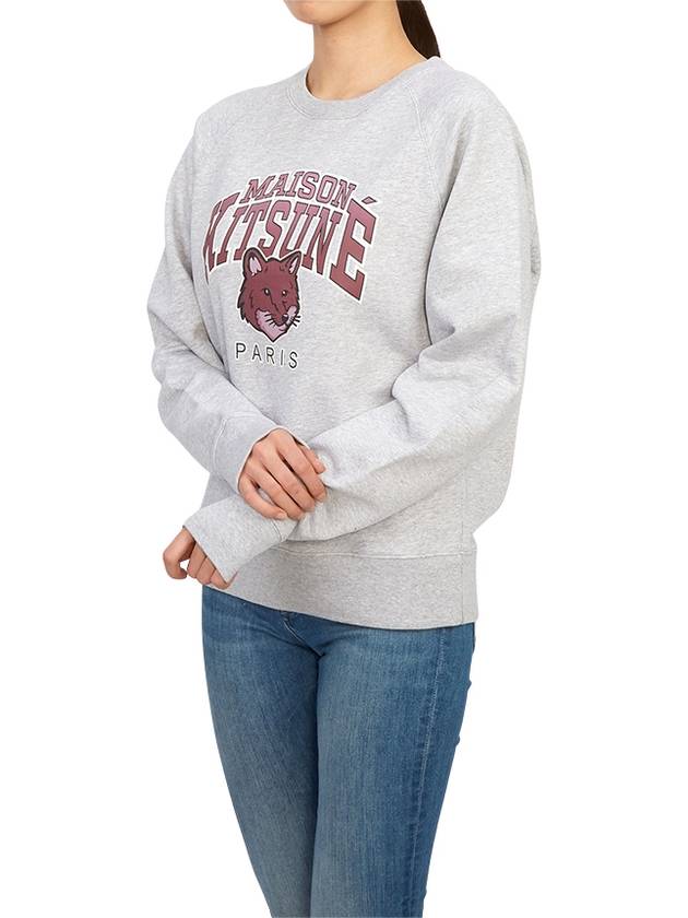 Campus Fox Print Cotton Sweatshirt Light Grey Melange - MAISON KITSUNE - BALAAN 6