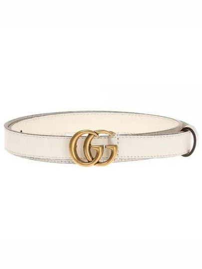 GG Marmont Double Buckle Thin Belt White - GUCCI - BALAAN 2